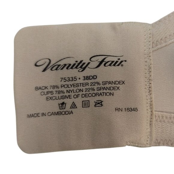 Vanity Fair Body Caress Full Coverage Bra Tan 38DD Underwire Seamless Pad 75335 - Picture 9 of 9